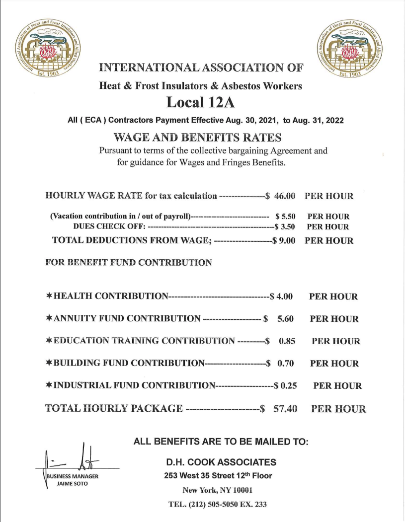 Wages and Benefits Local 12A